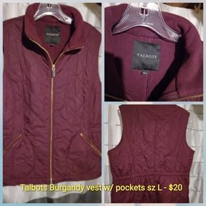 Talbots burgandy puff vest sz L